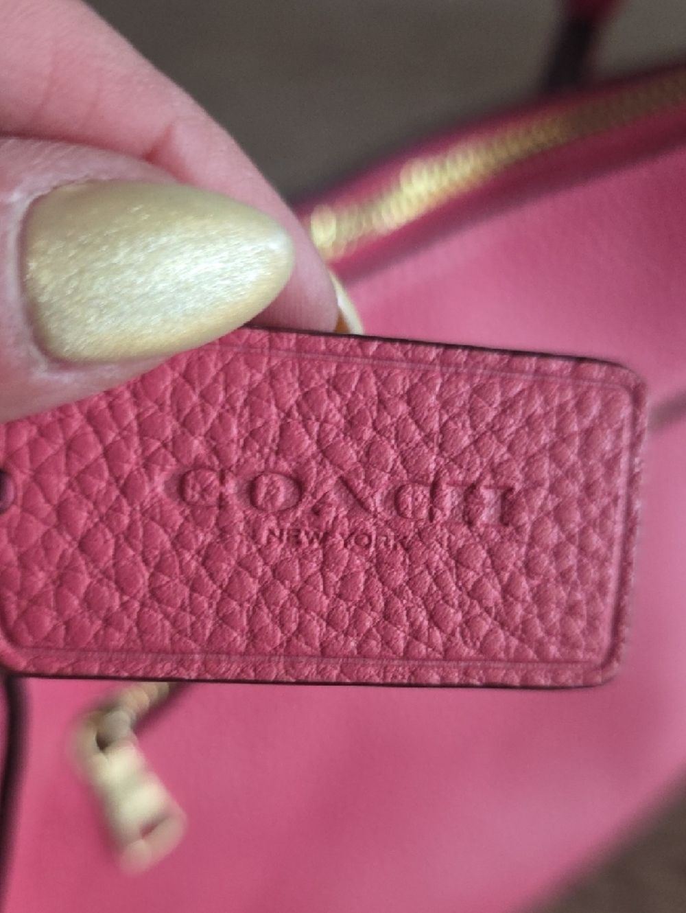 Coach Hot Pink Pebbled Leather Shoulder Bag with Striped Strap - Picture 4 of 6